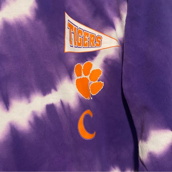 Women's Small Purple Clemson University Tigers Tie Dyed Crewneck Sweatshirt - Picture 5 of 5